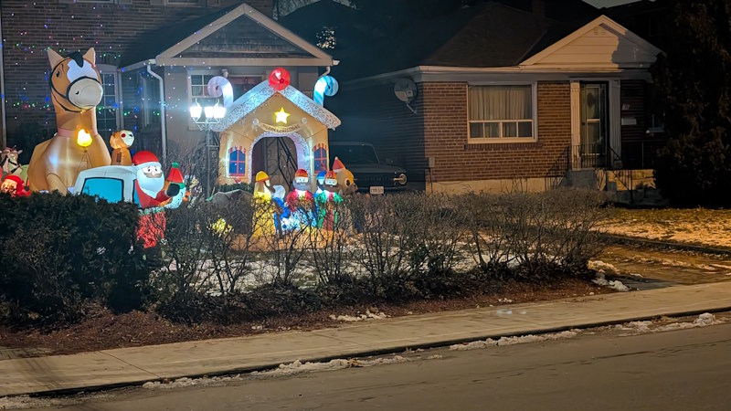 Christmas display at night